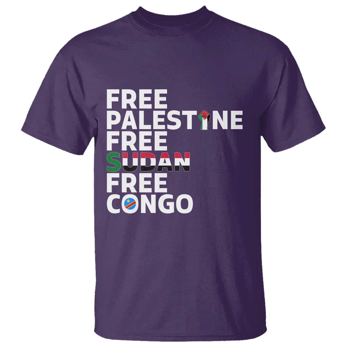 Free Palestine Sudan Congo T Shirt Human Rights Activist Justice and Solidarity - Wonder Print Shop