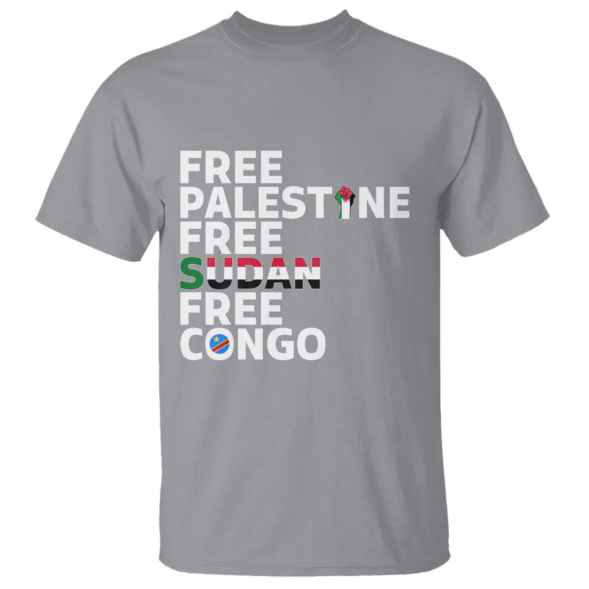 Free Palestine Sudan Congo T Shirt Human Rights Activist Justice and Solidarity - Wonder Print Shop
