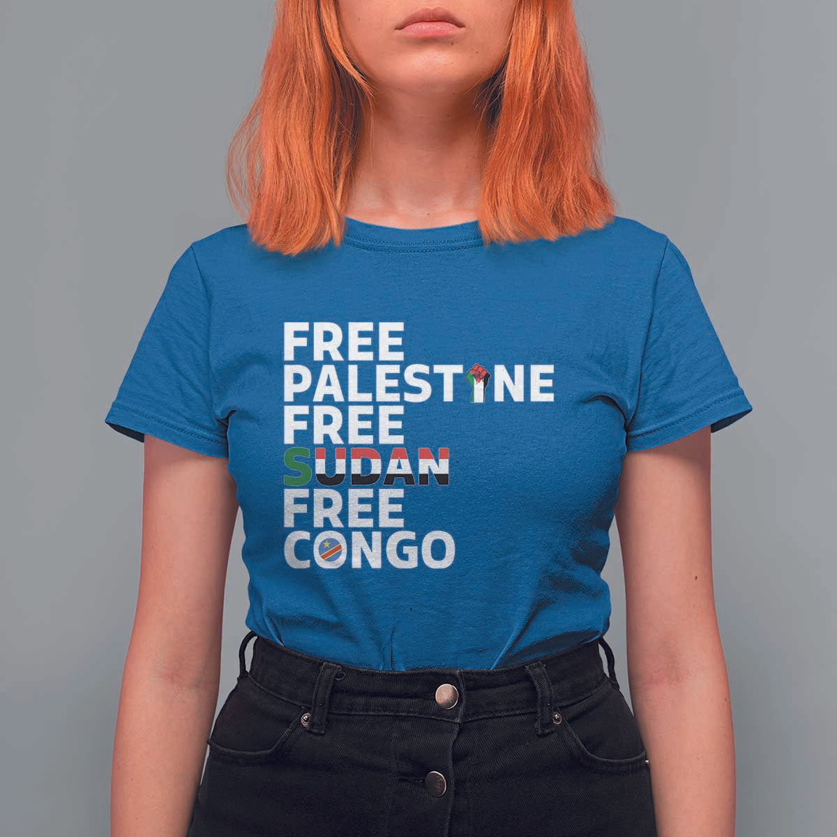 Free Palestine Sudan Congo T Shirt For Women Human Rights Activist Justice and Solidarity - Wonder Print Shop