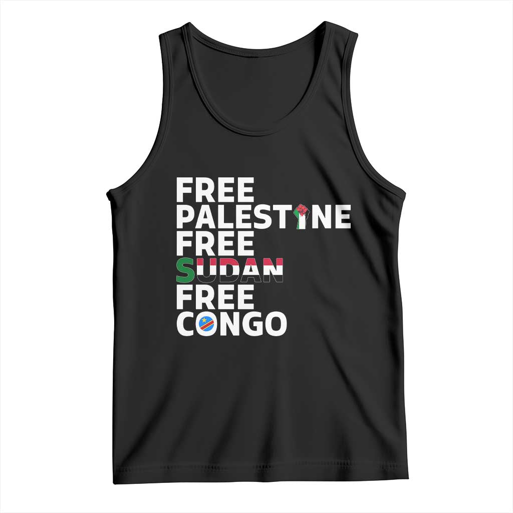 Free Palestine Sudan Congo Tank Top Human Rights Activist Justice and Solidarity - Wonder Print Shop