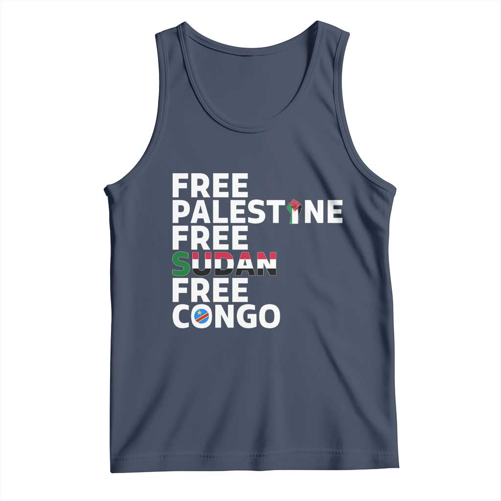 Free Palestine Sudan Congo Tank Top Human Rights Activist Justice and Solidarity - Wonder Print Shop