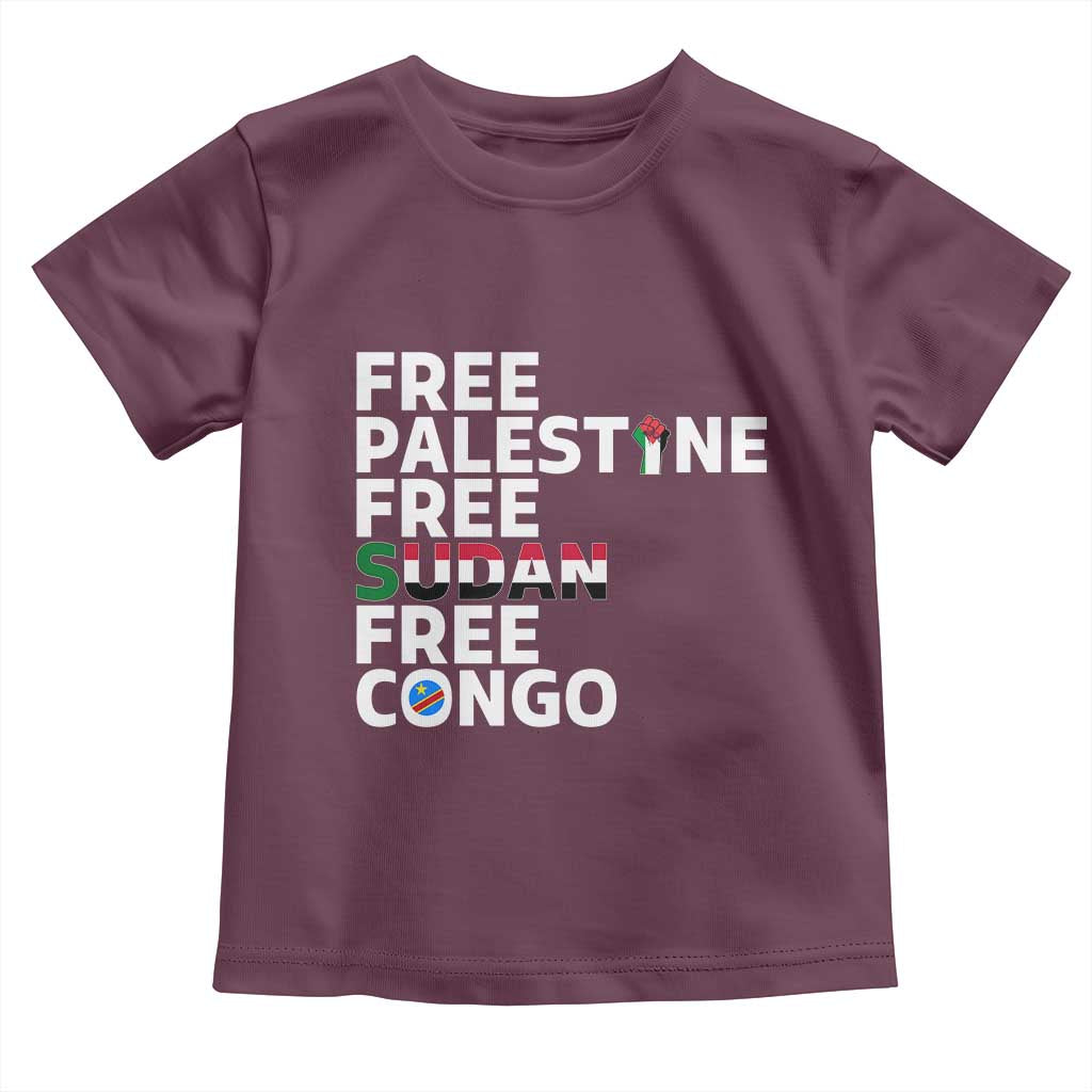 Free Palestine Sudan Congo Toddler T Shirt Human Rights Activist Justice and Solidarity - Wonder Print Shop