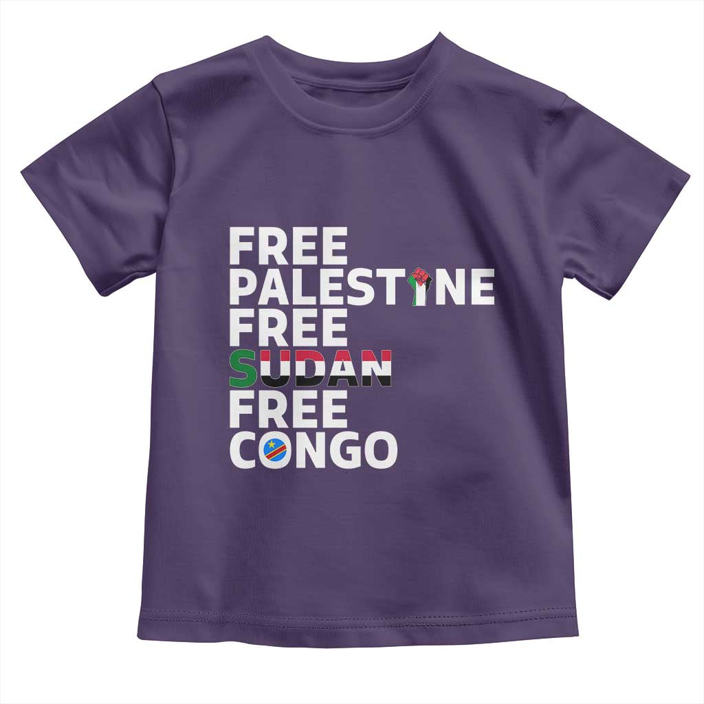 Free Palestine Sudan Congo Toddler T Shirt Human Rights Activist Justice and Solidarity - Wonder Print Shop
