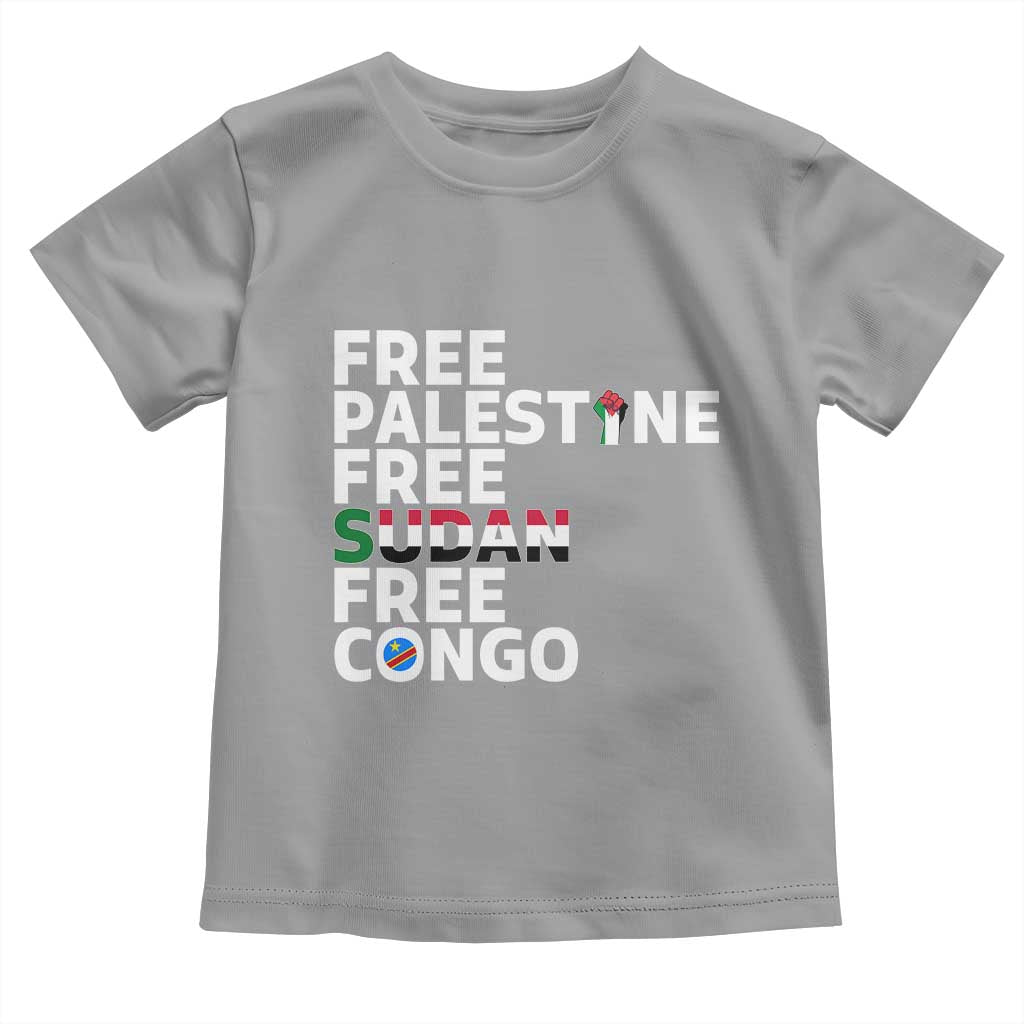 Free Palestine Sudan Congo Toddler T Shirt Human Rights Activist Justice and Solidarity - Wonder Print Shop