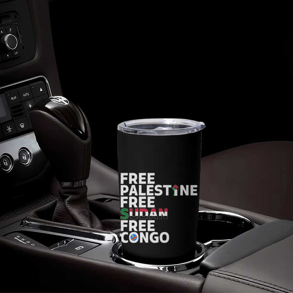 Free Palestine Sudan Congo Tumbler Cup Human Rights Activist Justice and Solidarity - Wonder Print Shop