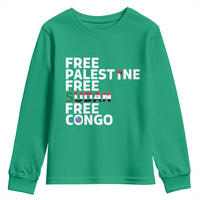 Free Palestine Sudan Congo Youth Sweatshirt Human Rights Activist Justice and Solidarity - Wonder Print Shop