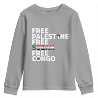 Free Palestine Sudan Congo Youth Sweatshirt Human Rights Activist Justice and Solidarity - Wonder Print Shop