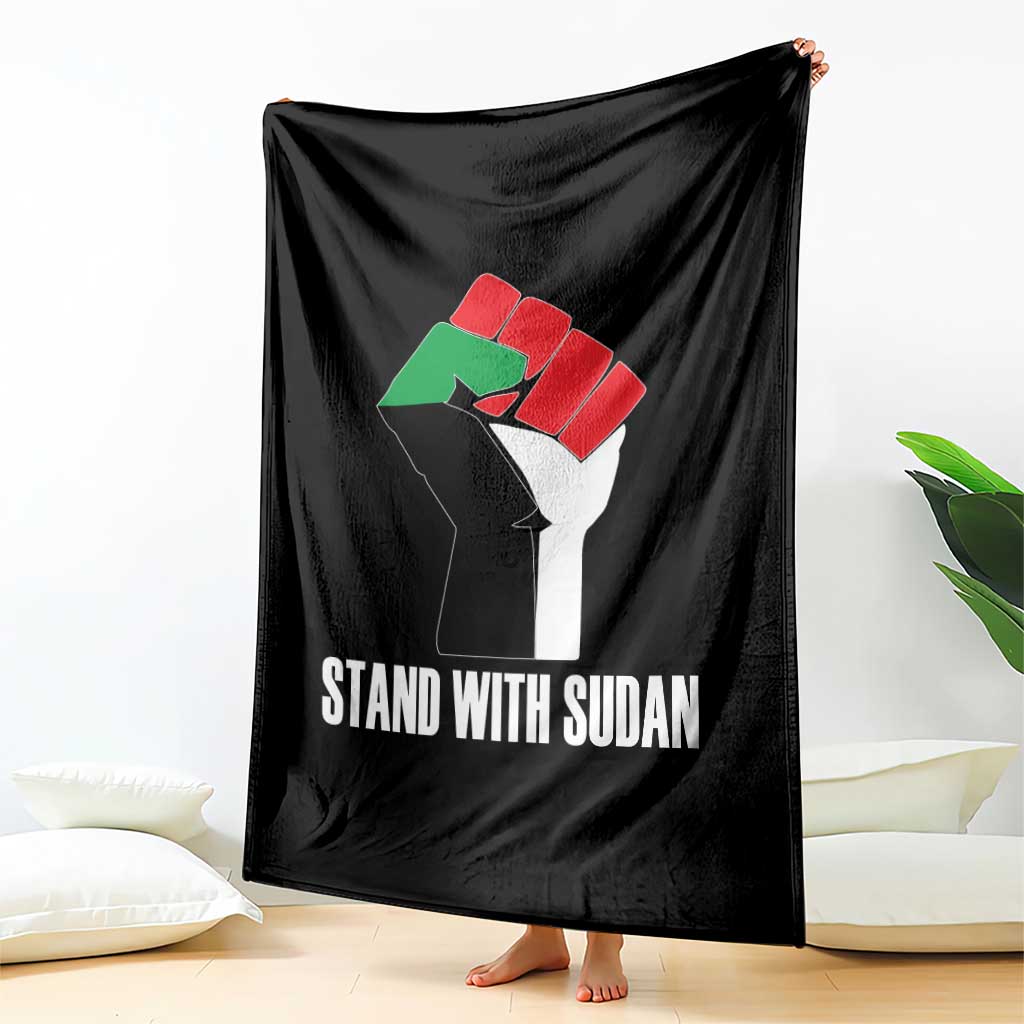 Stand With Sudan Power Fist Throw Blanket Sudan Flag Activist Peace and Protest - Wonder Print Shop