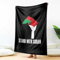 Stand With Sudan Power Fist Throw Blanket Sudan Flag Activist Peace and Protest - Wonder Print Shop