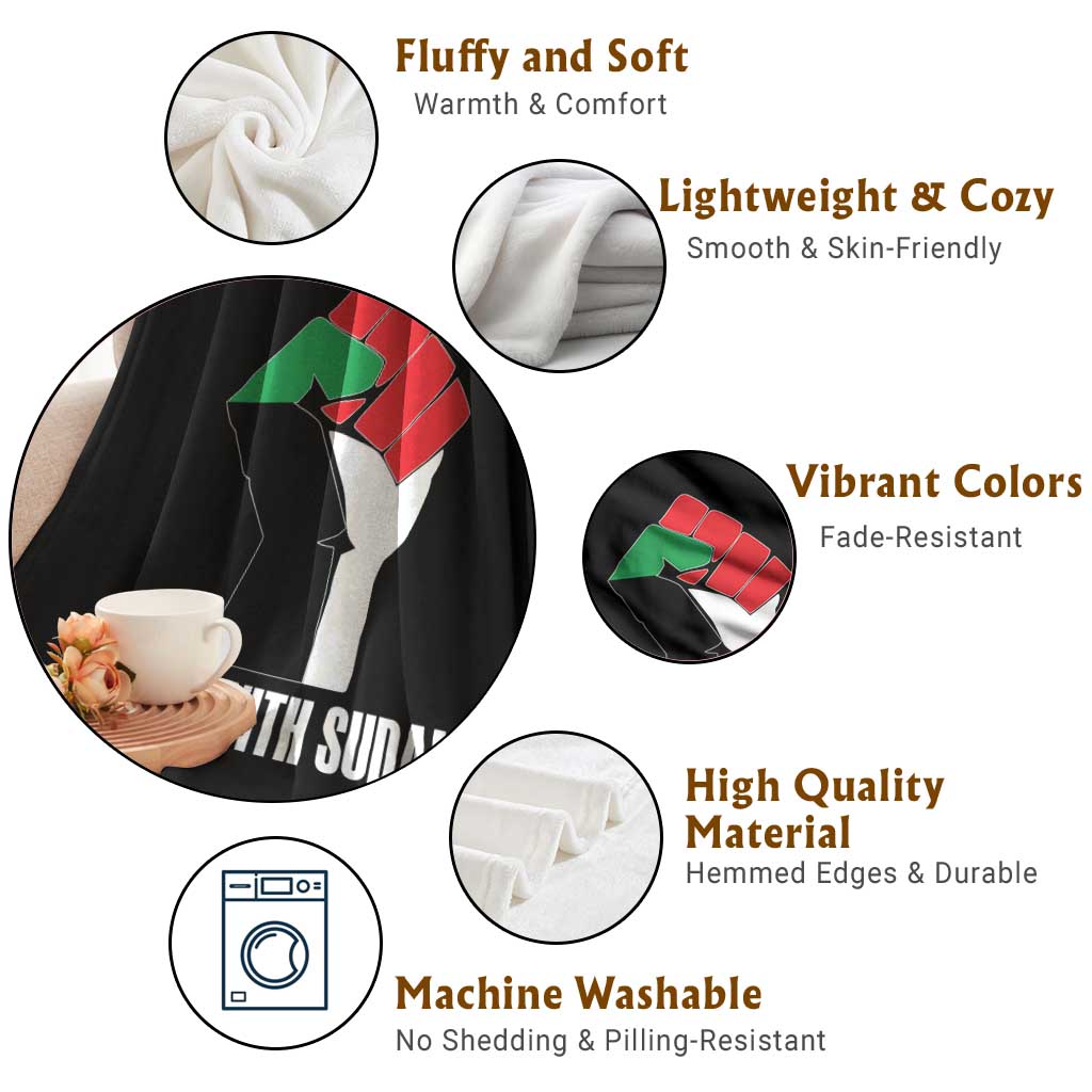 Stand With Sudan Power Fist Throw Blanket Sudan Flag Activist Peace and Protest - Wonder Print Shop