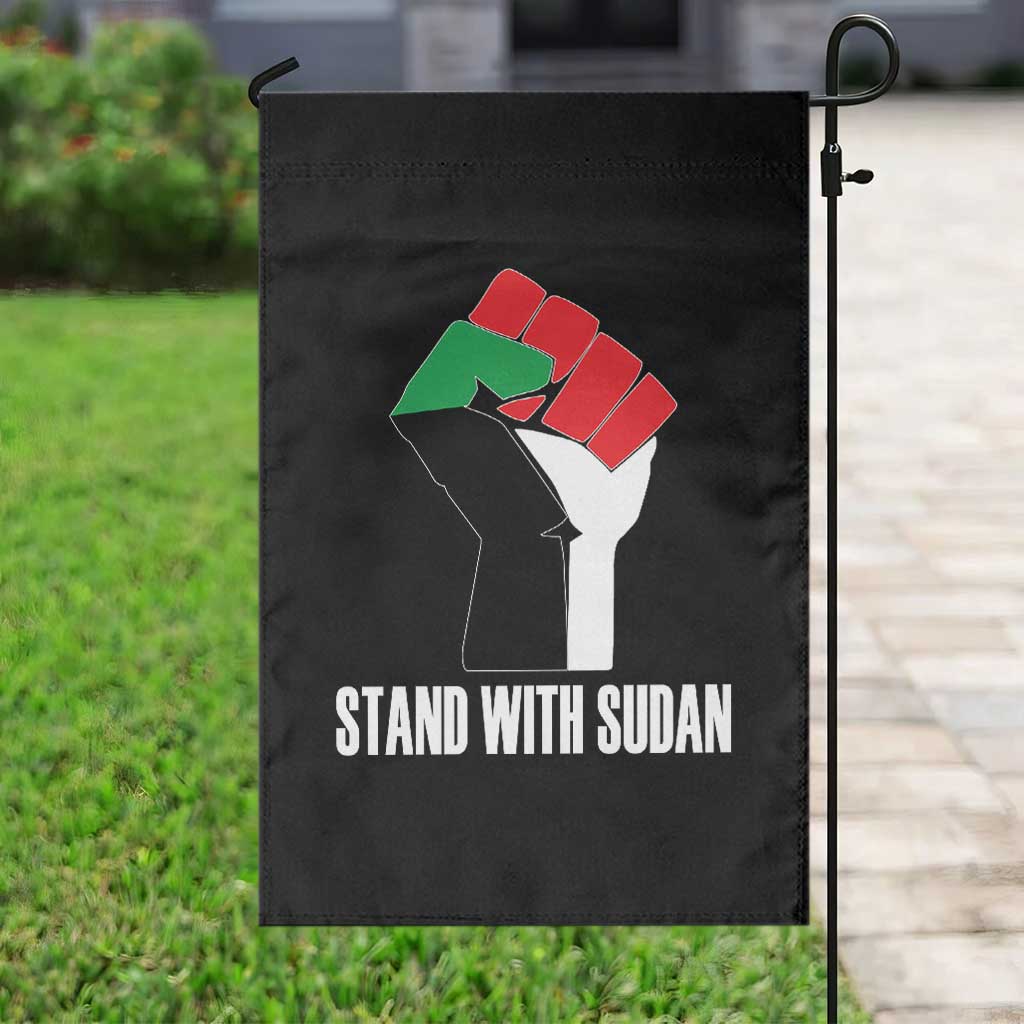 Stand With Sudan Power Fist Garden Flag Sudan Flag Activist Peace and Protest - Wonder Print Shop