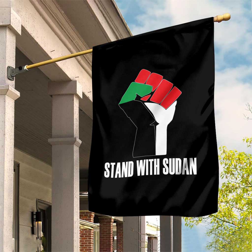 Stand With Sudan Power Fist Garden Flag Sudan Flag Activist Peace and Protest - Wonder Print Shop