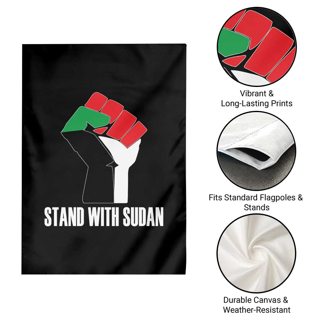 Stand With Sudan Power Fist Garden Flag Sudan Flag Activist Peace and Protest - Wonder Print Shop