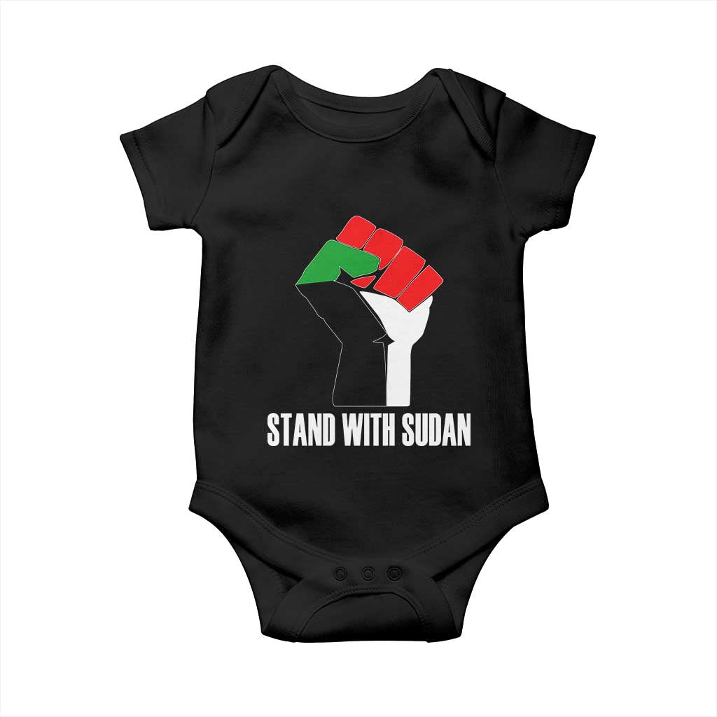 Stand With Sudan Power Fist Baby Onesie Sudan Flag Activist Peace and Protest - Wonder Print Shop