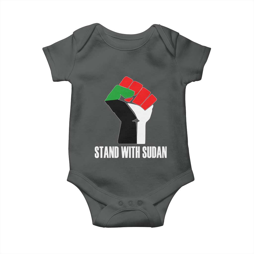 Stand With Sudan Power Fist Baby Onesie Sudan Flag Activist Peace and Protest - Wonder Print Shop