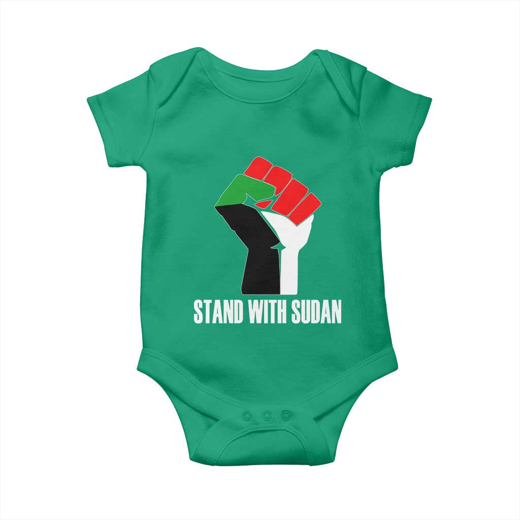 Stand With Sudan Power Fist Baby Onesie Sudan Flag Activist Peace and Protest - Wonder Print Shop