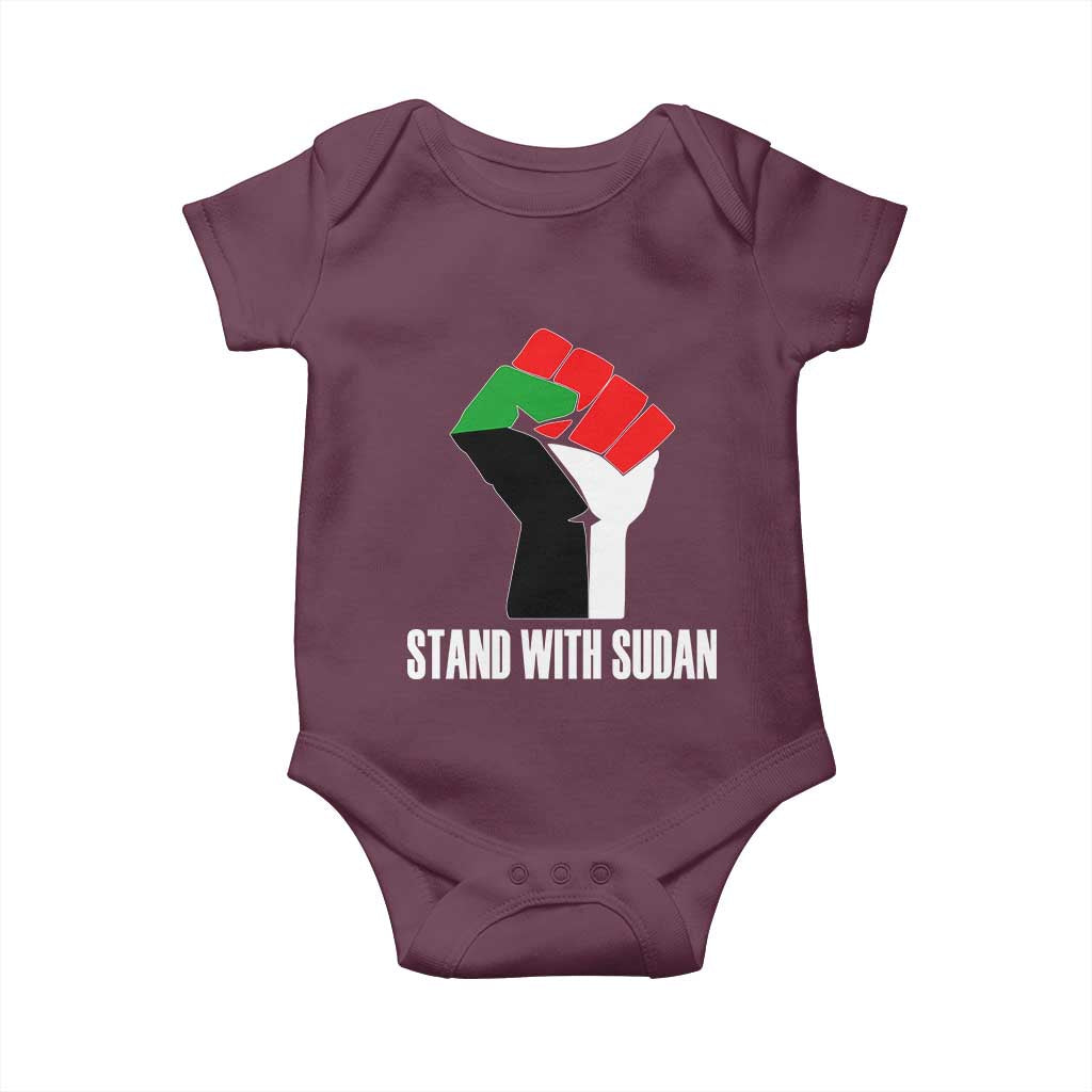 Stand With Sudan Power Fist Baby Onesie Sudan Flag Activist Peace and Protest - Wonder Print Shop
