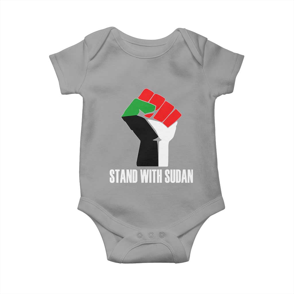 Stand With Sudan Power Fist Baby Onesie Sudan Flag Activist Peace and Protest - Wonder Print Shop