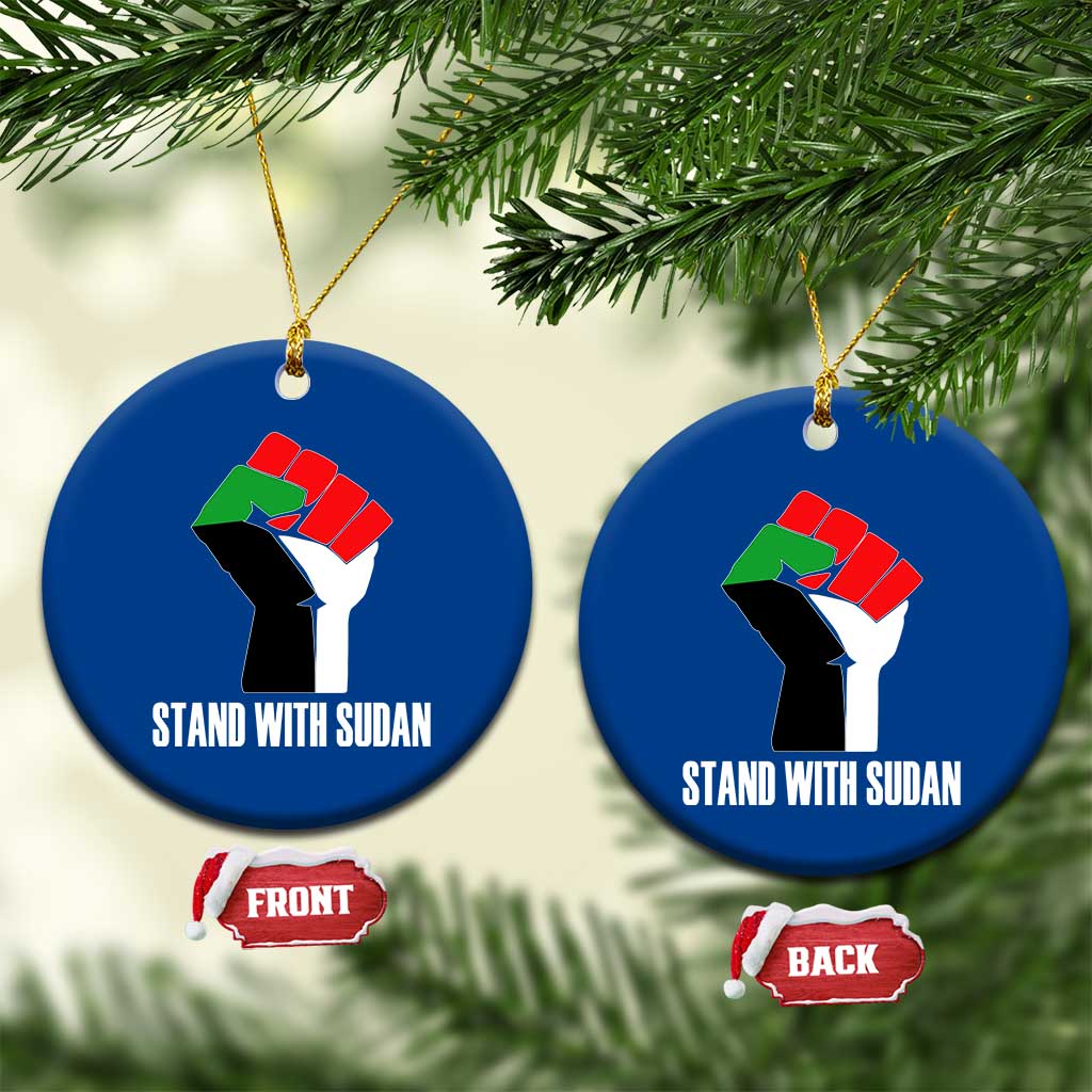 Stand With Sudan Power Fist Ceramic Ornament Sudan Flag Activist Peace and Protest - Wonder Print Shop