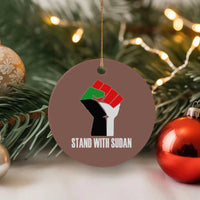 Stand With Sudan Power Fist Ceramic Ornament Sudan Flag Activist Peace and Protest - Wonder Print Shop