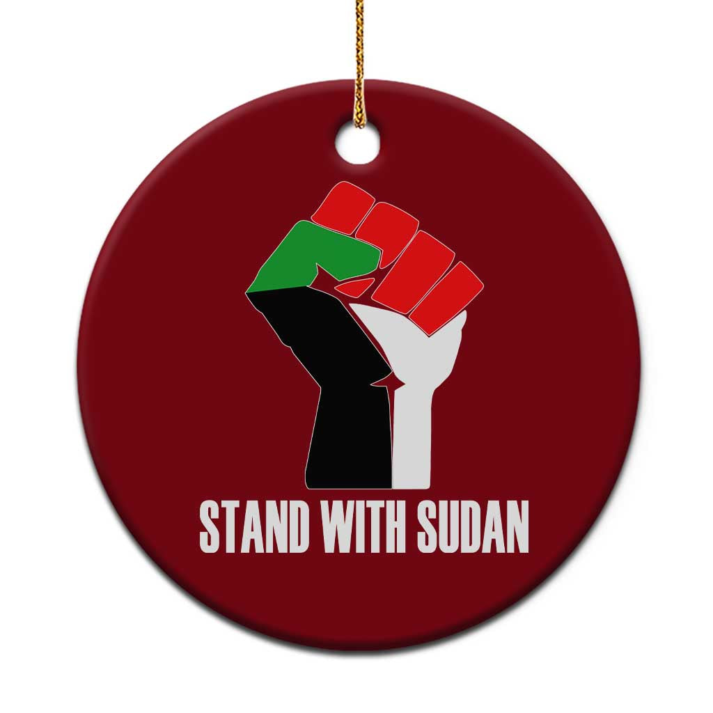 Stand With Sudan Power Fist Ceramic Ornament Sudan Flag Activist Peace and Protest - Wonder Print Shop