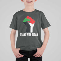 Stand With Sudan Power Fist T Shirt For Kid Sudan Flag Activist Peace and Protest - Wonder Print Shop