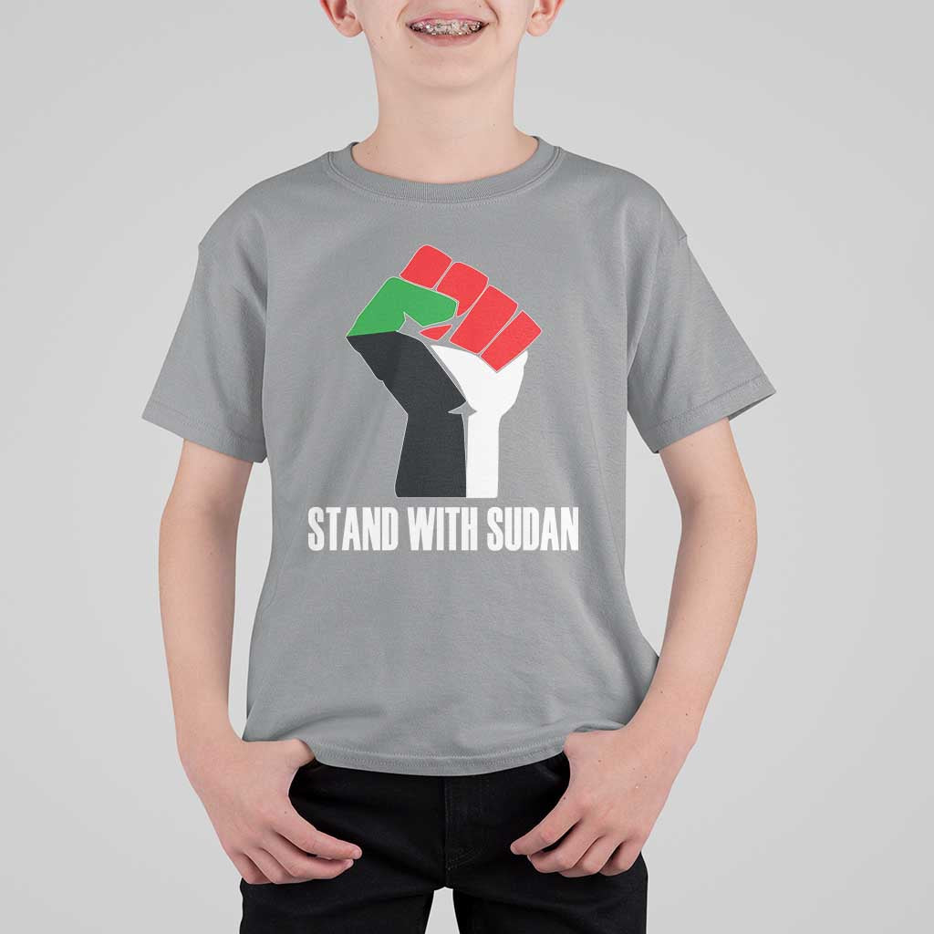 Stand With Sudan Power Fist T Shirt For Kid Sudan Flag Activist Peace and Protest - Wonder Print Shop