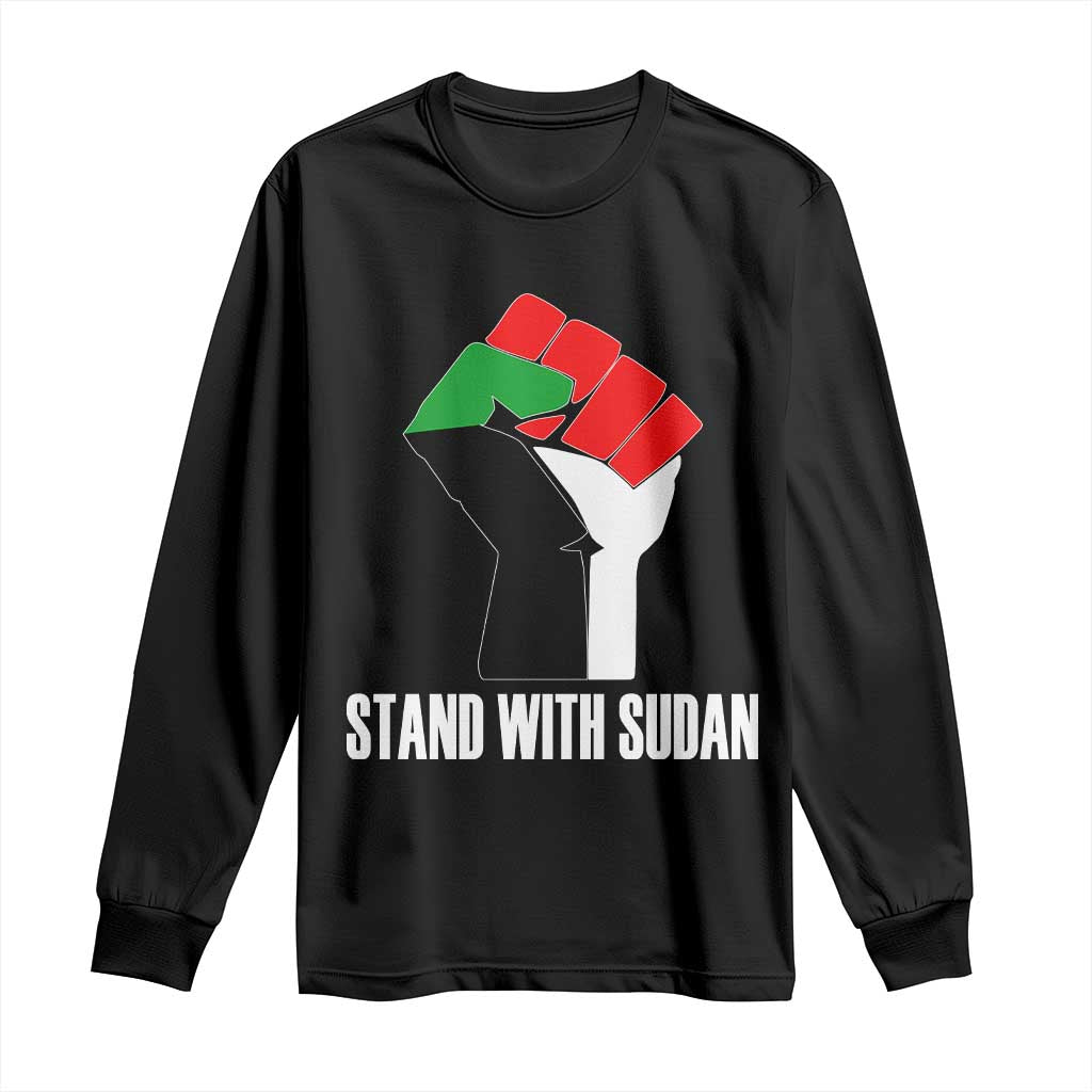 Stand With Sudan Power Fist Long Sleeve Shirt Sudan Flag Activist Peace and Protest - Wonder Print Shop