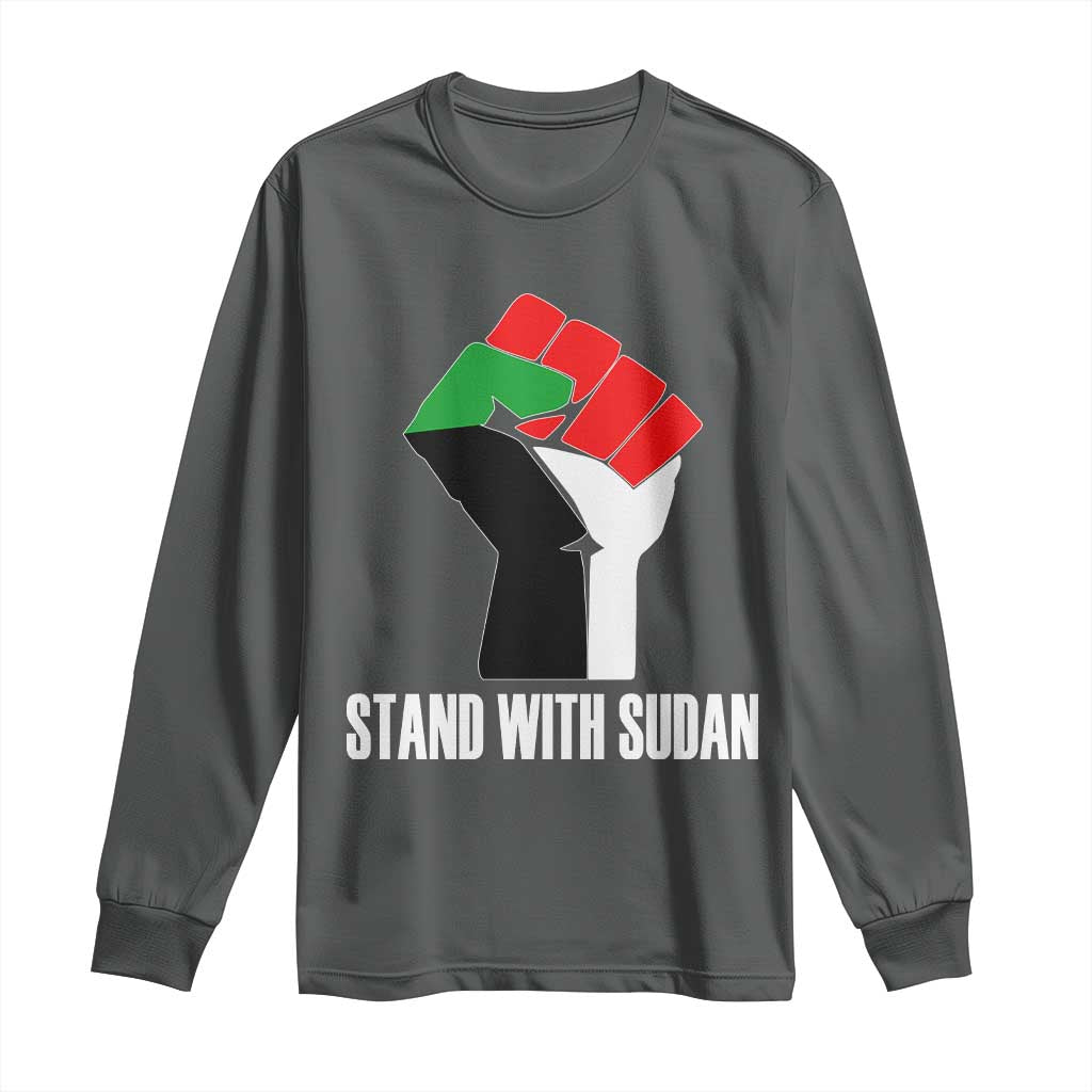 Stand With Sudan Power Fist Long Sleeve Shirt Sudan Flag Activist Peace and Protest - Wonder Print Shop