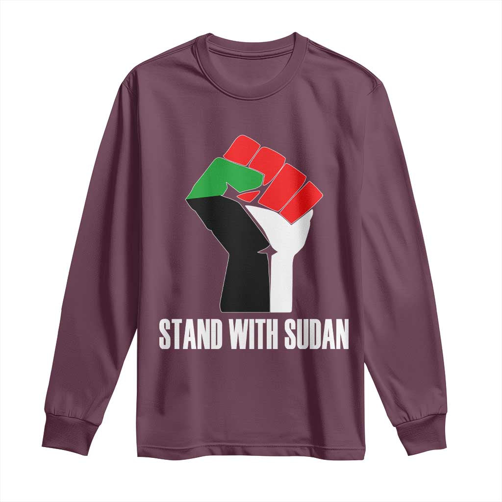 Stand With Sudan Power Fist Long Sleeve Shirt Sudan Flag Activist Peace and Protest - Wonder Print Shop