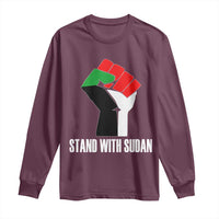 Stand With Sudan Power Fist Long Sleeve Shirt Sudan Flag Activist Peace and Protest - Wonder Print Shop