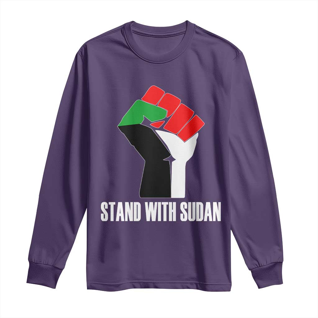 Stand With Sudan Power Fist Long Sleeve Shirt Sudan Flag Activist Peace and Protest - Wonder Print Shop