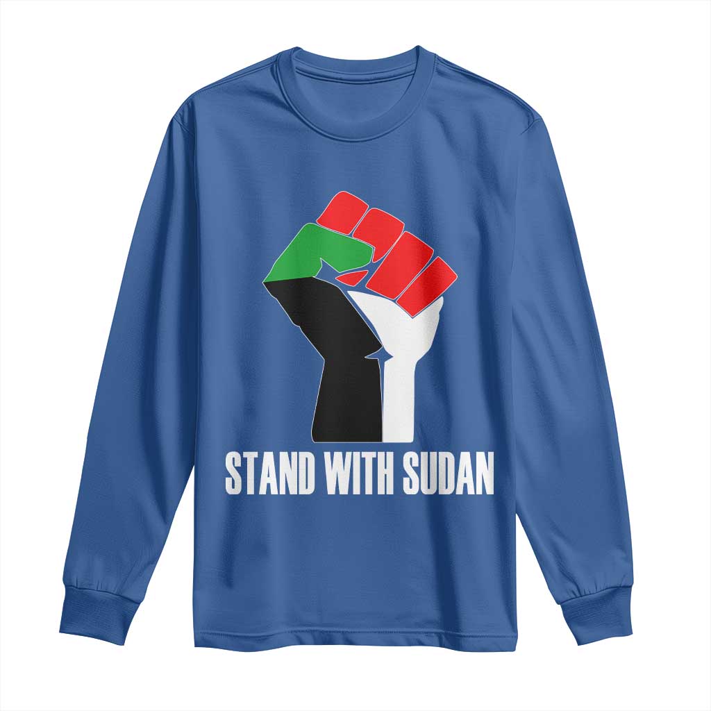 Stand With Sudan Power Fist Long Sleeve Shirt Sudan Flag Activist Peace and Protest - Wonder Print Shop