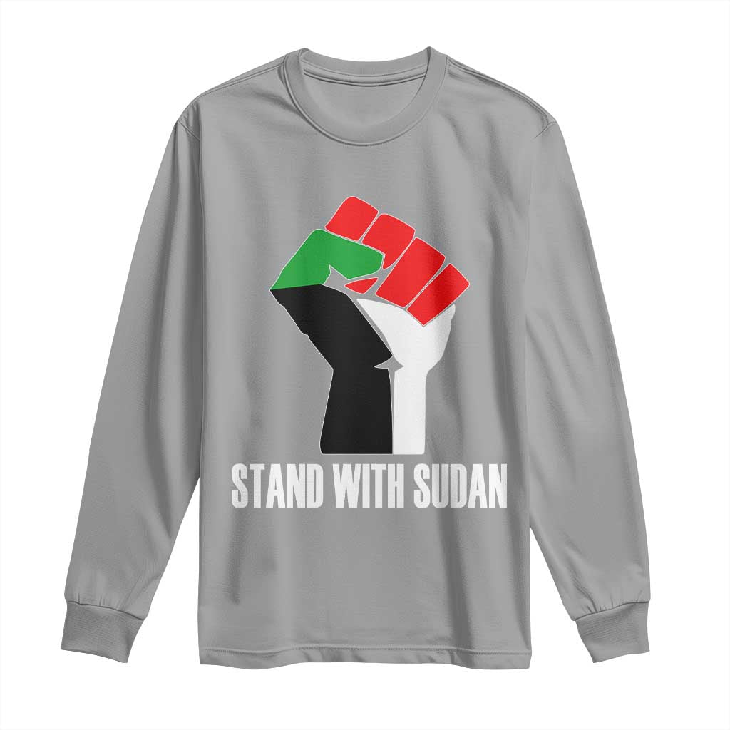 Stand With Sudan Power Fist Long Sleeve Shirt Sudan Flag Activist Peace and Protest - Wonder Print Shop