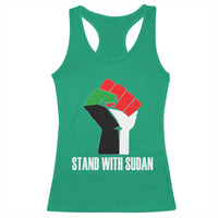 Stand With Sudan Power Fist Racerback Tank Top Sudan Flag Activist Peace and Protest - Wonder Print Shop