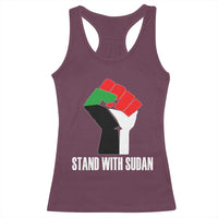 Stand With Sudan Power Fist Racerback Tank Top Sudan Flag Activist Peace and Protest - Wonder Print Shop