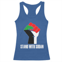 Stand With Sudan Power Fist Racerback Tank Top Sudan Flag Activist Peace and Protest - Wonder Print Shop
