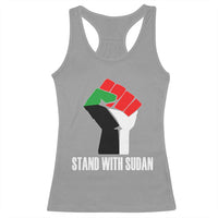 Stand With Sudan Power Fist Racerback Tank Top Sudan Flag Activist Peace and Protest - Wonder Print Shop
