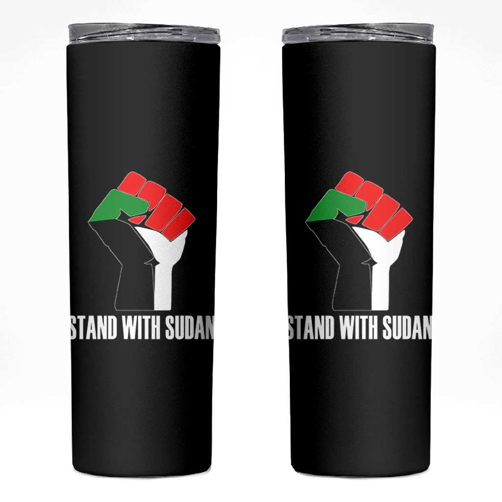 Stand With Sudan Power Fist Skinny Tumbler Sudan Flag Activist Peace and Protest - Wonder Print Shop