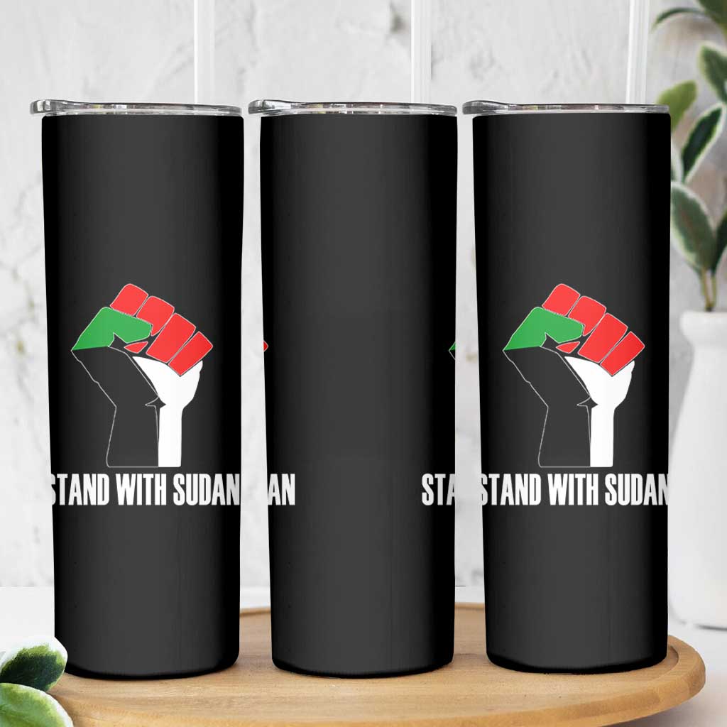 Stand With Sudan Power Fist Skinny Tumbler Sudan Flag Activist Peace and Protest - Wonder Print Shop