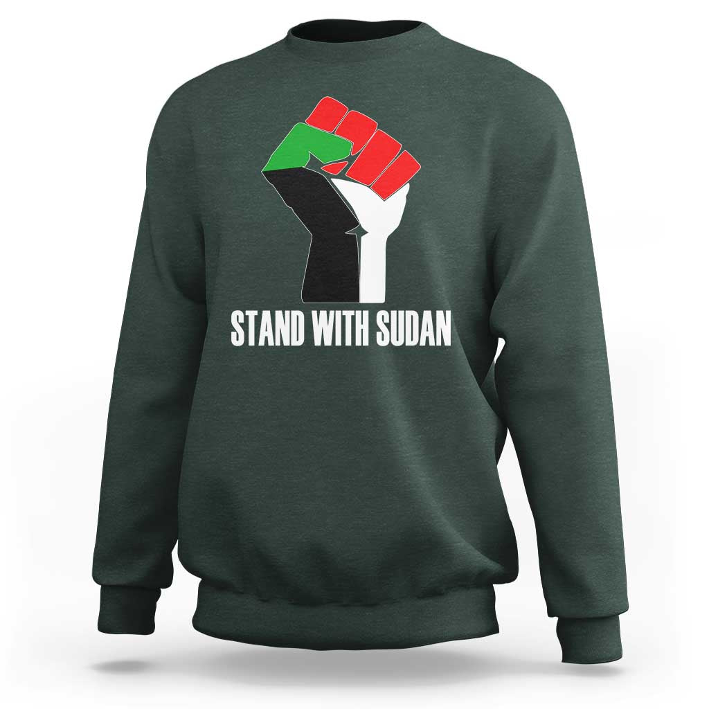 Stand With Sudan Power Fist Sweatshirt Sudan Flag Activist Peace and Protest - Wonder Print Shop