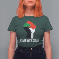 Stand With Sudan Power Fist T Shirt For Women Sudan Flag Activist Peace and Protest - Wonder Print Shop