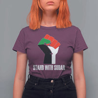 Stand With Sudan Power Fist T Shirt For Women Sudan Flag Activist Peace and Protest - Wonder Print Shop