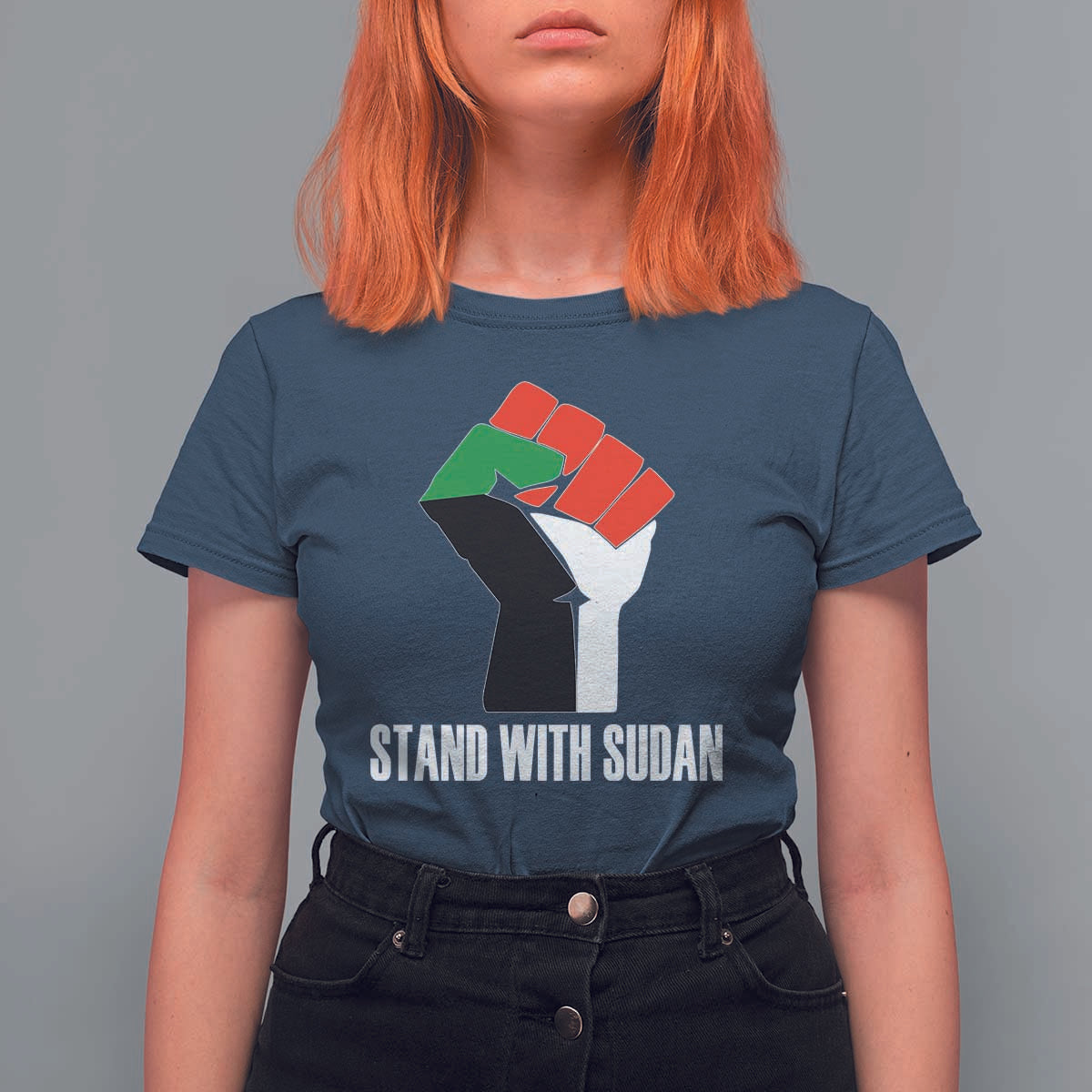 Stand With Sudan Power Fist T Shirt For Women Sudan Flag Activist Peace and Protest - Wonder Print Shop