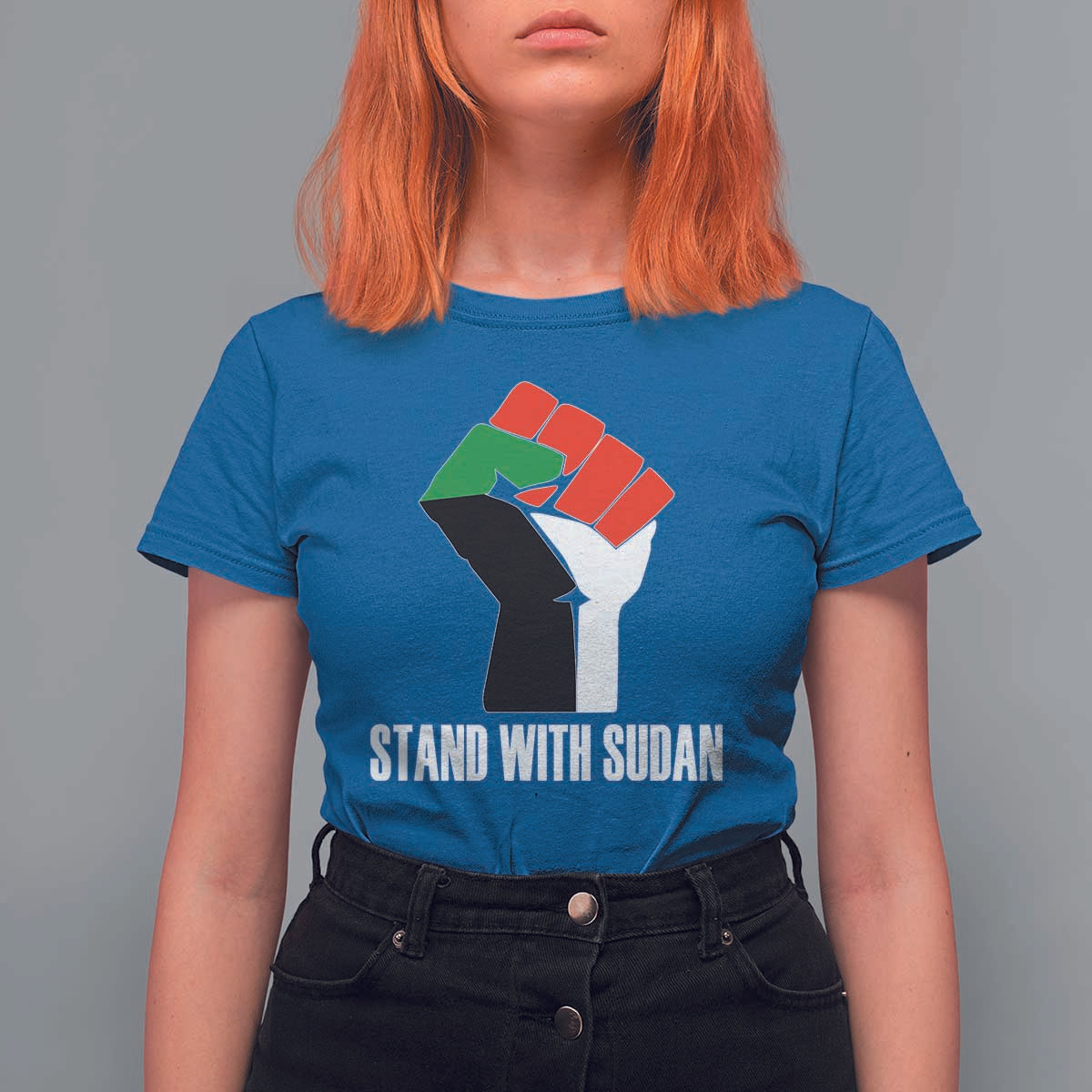 Stand With Sudan Power Fist T Shirt For Women Sudan Flag Activist Peace and Protest - Wonder Print Shop