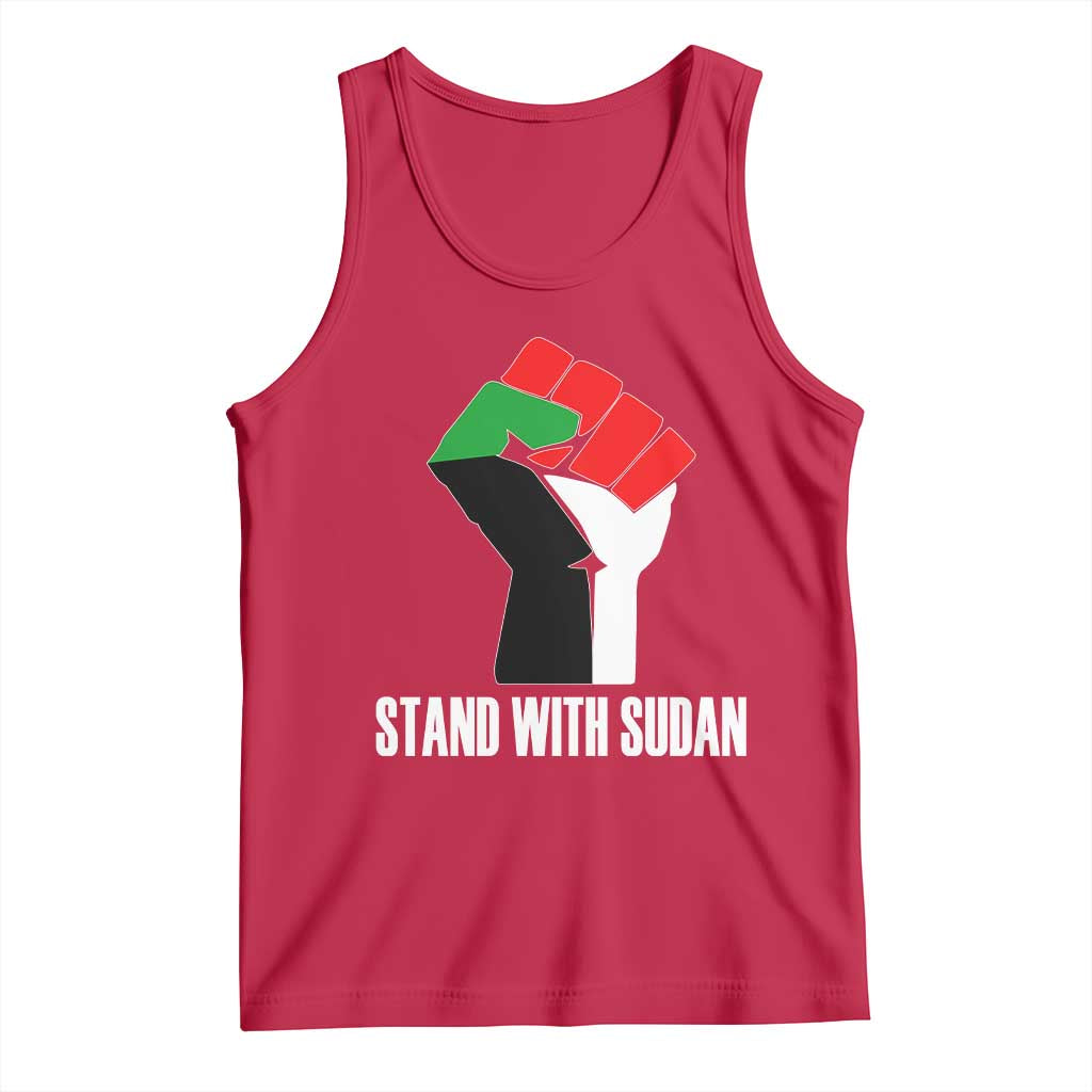 Stand With Sudan Power Fist Tank Top Sudan Flag Activist Peace and Protest - Wonder Print Shop