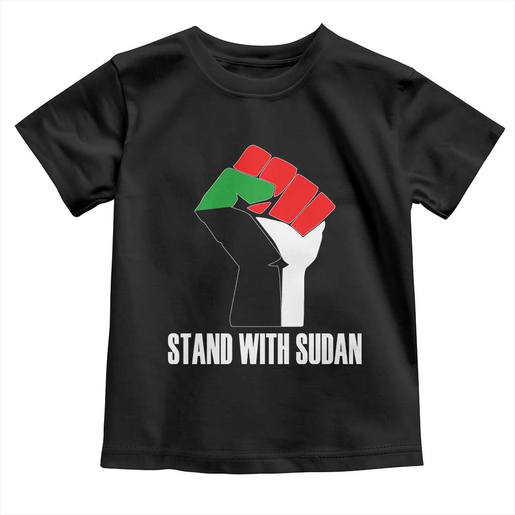 Stand With Sudan Power Fist Toddler T Shirt Sudan Flag Activist Peace and Protest - Wonder Print Shop