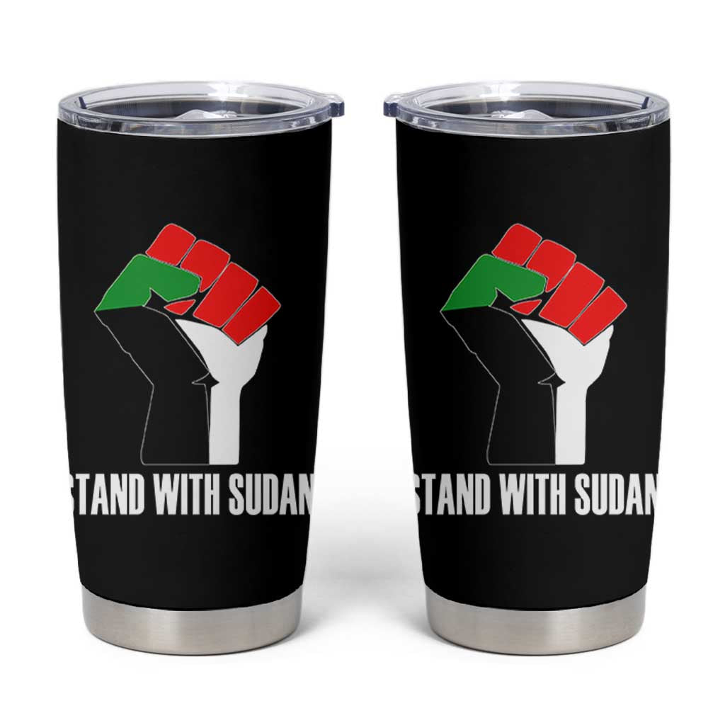Stand With Sudan Power Fist Tumbler Cup Sudan Flag Activist Peace and Protest - Wonder Print Shop