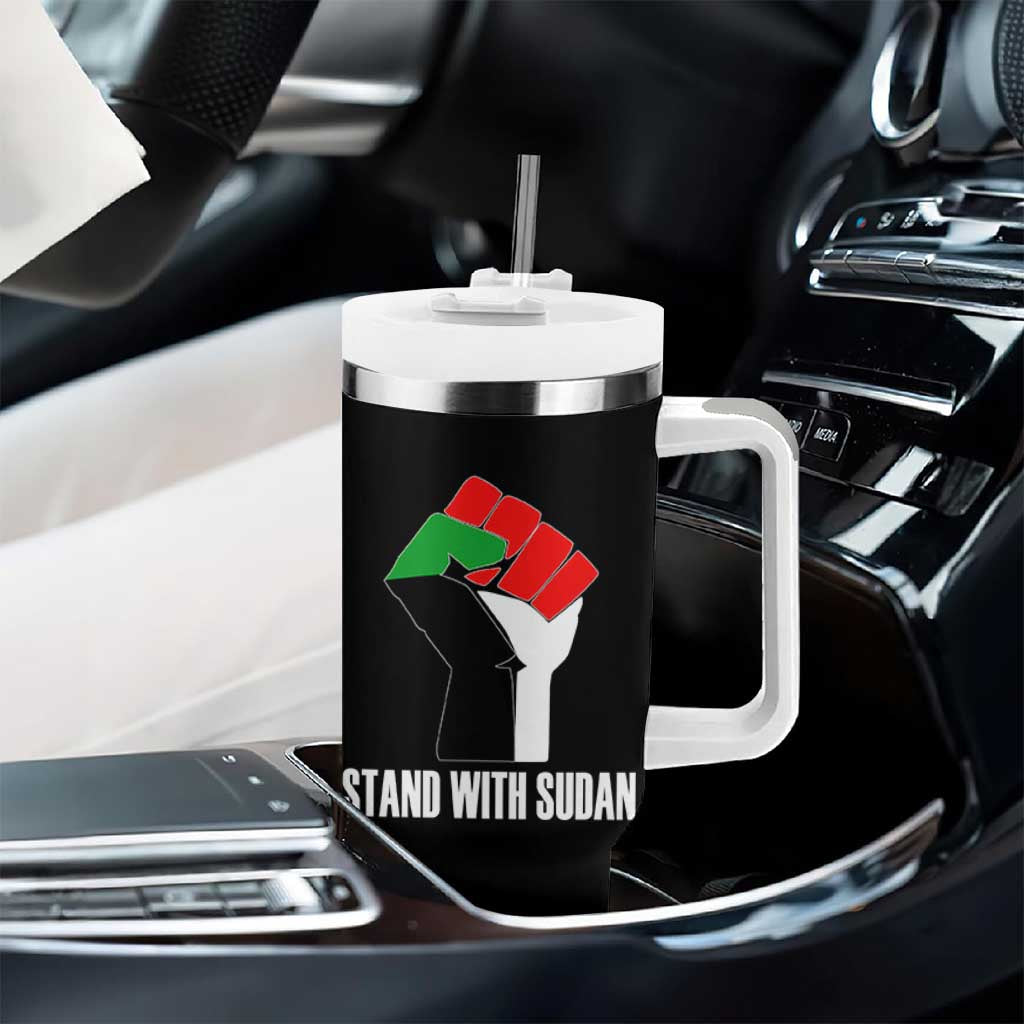 Stand With Sudan Power Fist Tumbler With Handle Sudan Flag Activist Peace and Protest - Wonder Print Shop