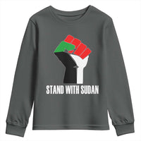 Stand With Sudan Power Fist Youth Sweatshirt Sudan Flag Activist Peace and Protest - Wonder Print Shop
